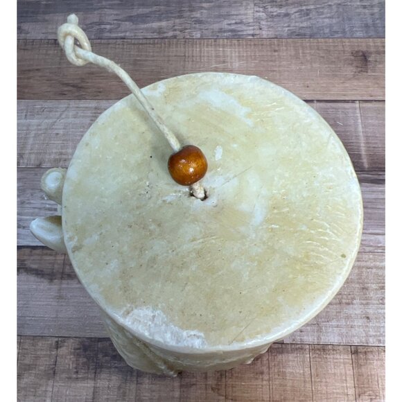 Handmade Carved Giraffe Ivory-Colored Wax Candle With Rustic Rope & Wooden Bead - Picture 4 of 5